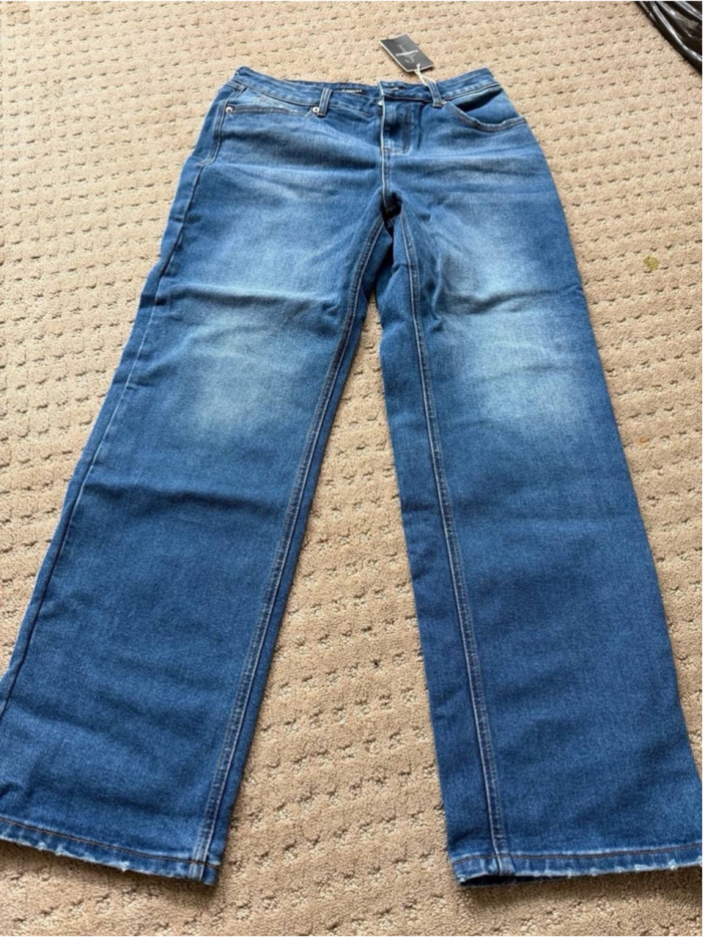 Flamingals Straight Leg Baggy Mid Blue Jeans L